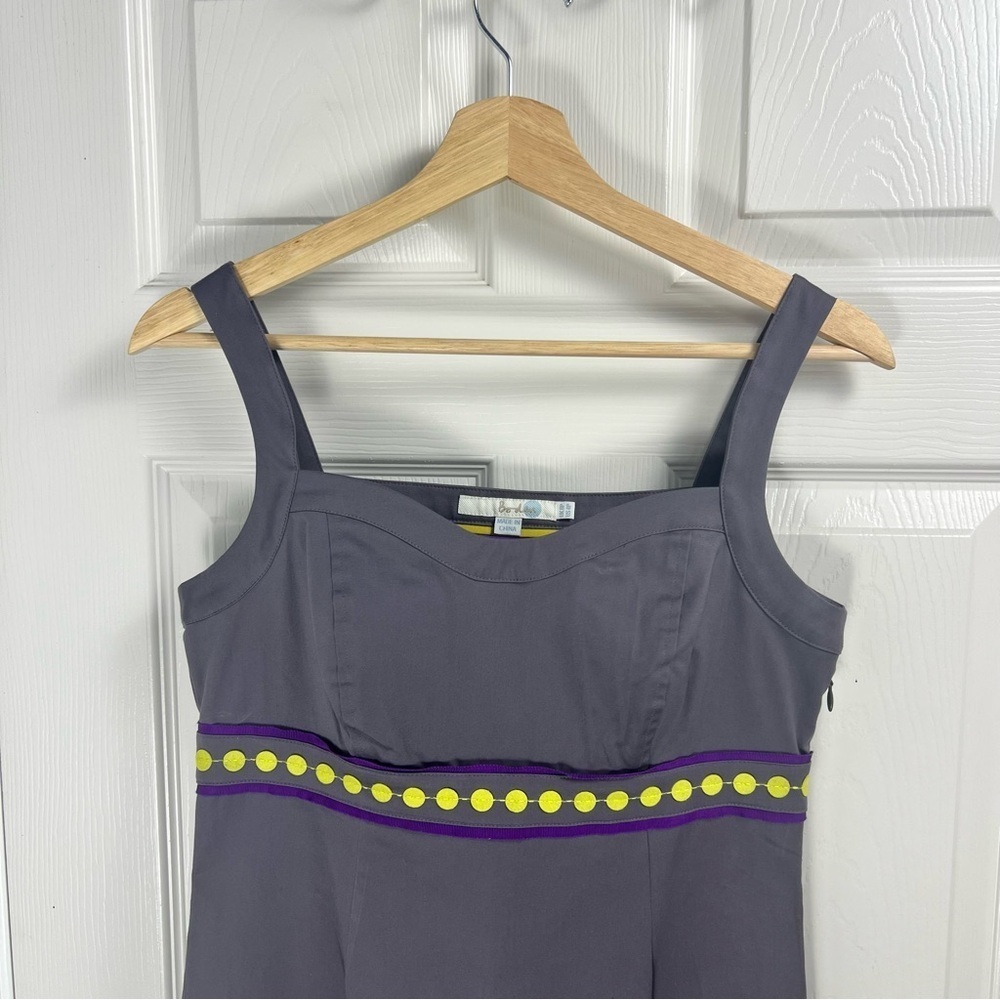 Boden Gray Purple Trim Polka Dot Sheath Dress Women’s Size 4P - Picture 6 of 13